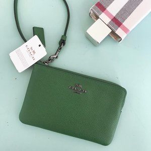 Coach Green Leather Wristlet NWT